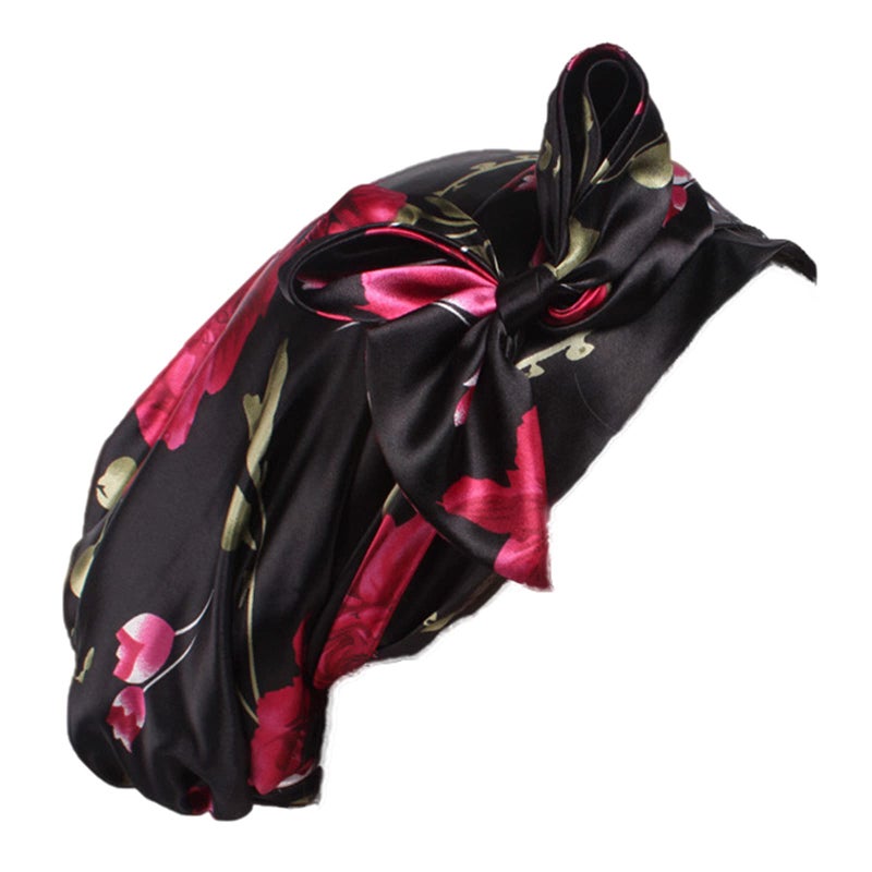 Qhome cap Qhome Satin Bow Headscarf Comfortable Sleeping Bonnet Curly Hair Wrap Womens Silk Head Scarf Head Wrap Cap - Image 1